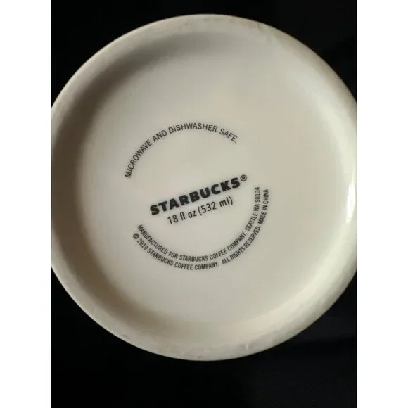 Starbucks 18 Oz Green Holiday Ceramic Mug oversized floral - Picture 2 of 5